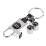 4pcs Land Rover Silver/Black Wheel Tire Valve Caps+Keychain