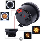 Front LED Turn Signal Light Assembly with White Halo Smoke Lens Jeep Wrangler JK