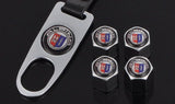 4pcs ALPINA Black Wheel Tire Valve Caps+Keychain