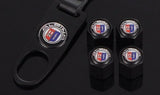 4pcs ALPINA Black Wheel Tire Valve Caps+Keychain