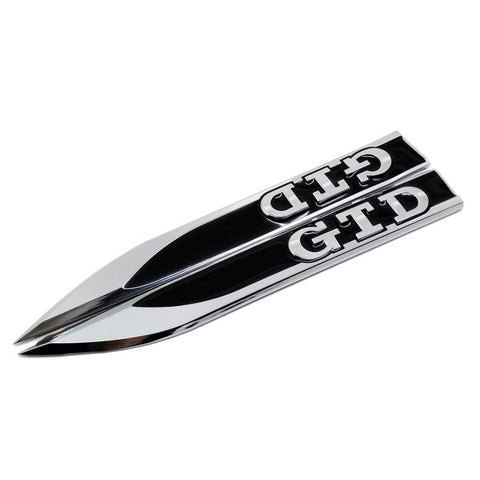 2Pcs Volkswagen GTD Black Blade Fender Emblem Sticker