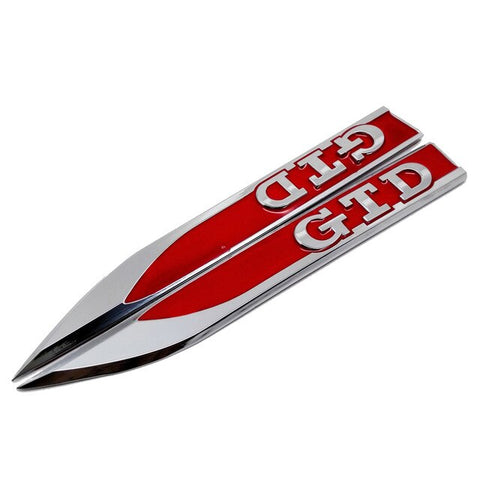 2Pcs Volkswagen GTD Red Blade Fender Emblem Sticker