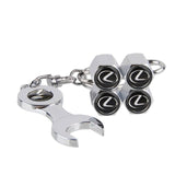 4pcs LEXUS Black Wheel Tire Valve Caps+Keychain