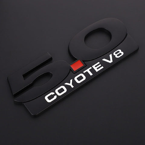 Black 5.0 Coyote V8 Emblem for Ford Mustang