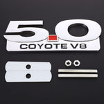 Silver 5.0 Coyote V8 Emblem for Ford Mustang