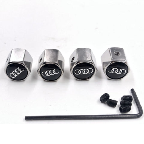 4pcs Audi Logo Tire Valve Caps - Silver