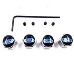 4pcs Ford Black Background Logo Tire Valve Caps - Silver