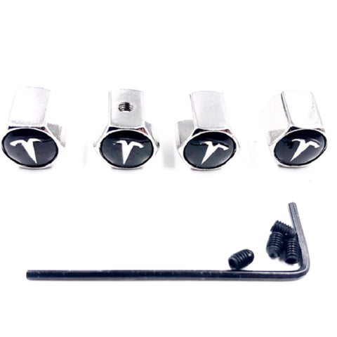 4pcs Tesla Logo Tire Valve Caps - Silver