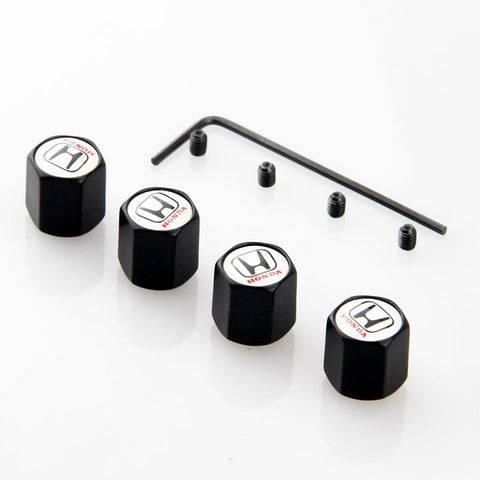 4pcs Honda Logo Tire Valve Caps - Black