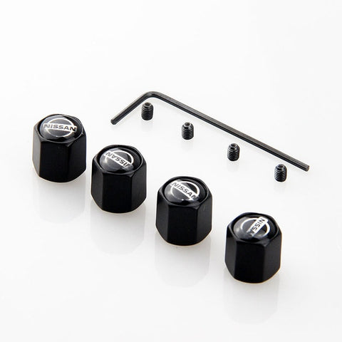 4pcs Nissan Logo Tire Valve Caps - Black