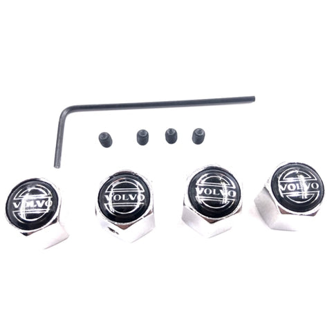 4pcs Volvo Logo Tire Valve Caps - Silver