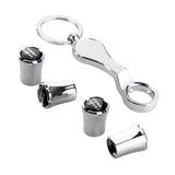 4pcs Land Rover Wheel Tire Valve Caps+Keychain - Black / Silver