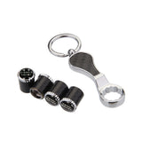 4pcs Land Rover Type2 Black Wheel Tire Valve Caps+Keychain