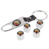 4pcs Fiat Abarth Wheel Tire Valve Caps+Keychain