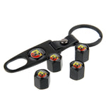 4pcs Fiat Abarth Wheel Tire Valve Caps+Keychain