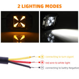 2Pcs LED Light Pods With Amber Marker Light 12W