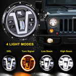 2 pcs 7 Inch 50W LED Headlights with Amber Turn Signal Compatible-Jeep-Wrangler TJ CJ LJ JK