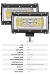 2Pcs 5" 72W LED Work Light Bar