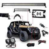 1 set Offroad LED Light Bar+Hood LED Bar+Work Light Wiring Mount Bracket for Jeep Wrangler JK 07-15