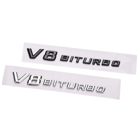 V8 BITURBO Emblem Benz AMG [Silver, ABS, Sticker]